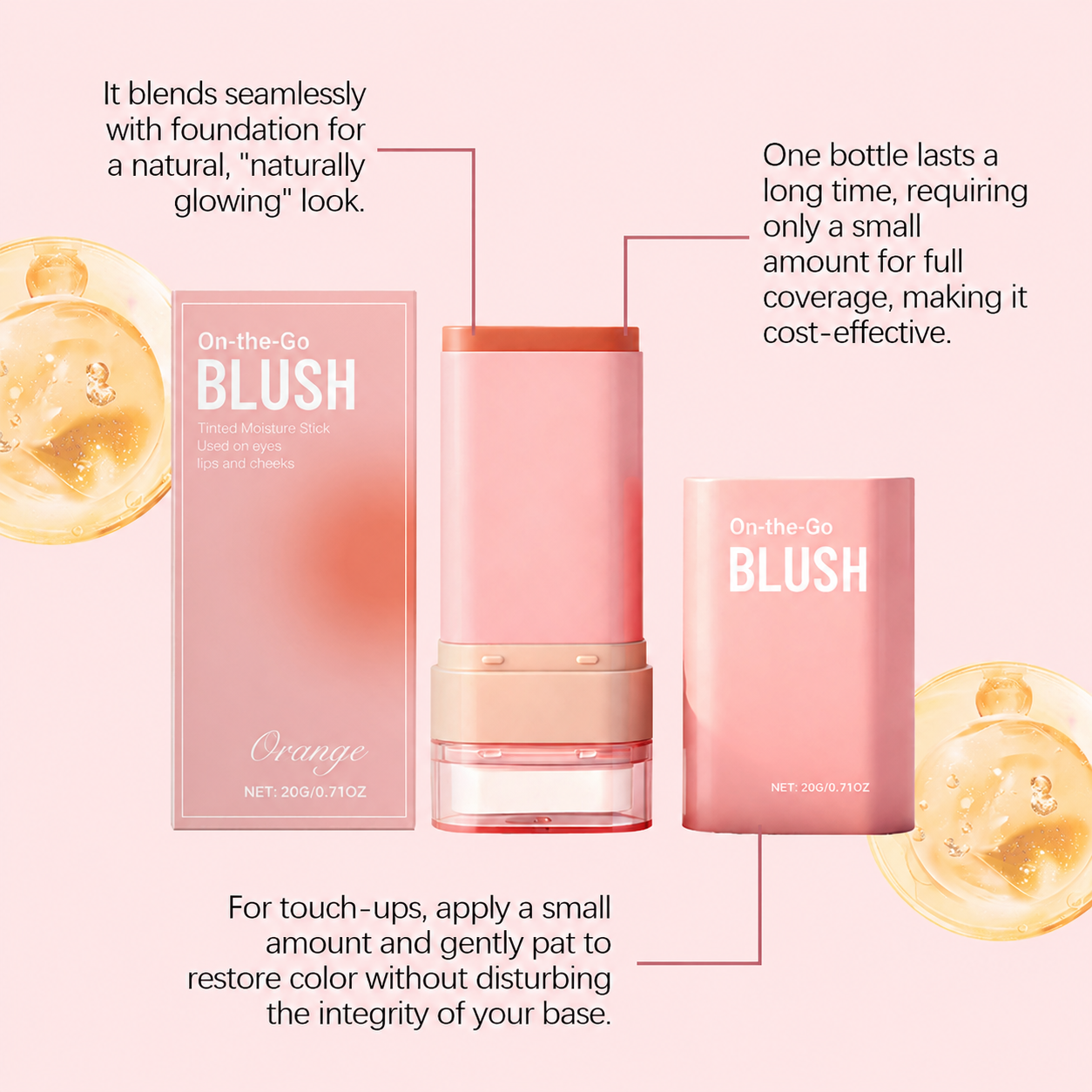Orange 2-In-1 Blush Stick Has A Light Texture